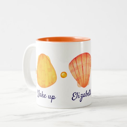 Rode en Gele Waterverf Seashells Mok (Voorkant links)