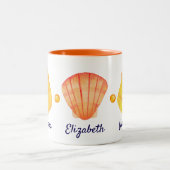 Rode en Gele Waterverf Seashells Mok (Center)