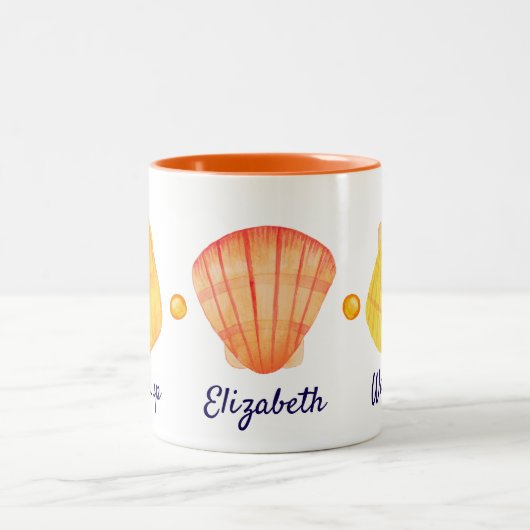 Rode en Gele Waterverf Seashells Mok (Center)