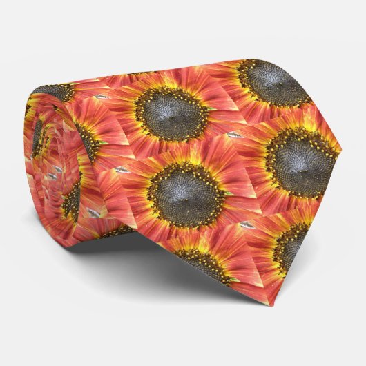 Rode en Gele Zonnebloem Das (Opgerold)