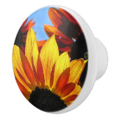 Rode en gele zonnebloemen keramische knop (Rechts)