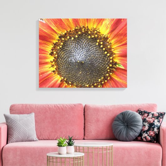 Rode en gele zonnebloempandoek canvas afdruk (Insitu (Woonkamer))