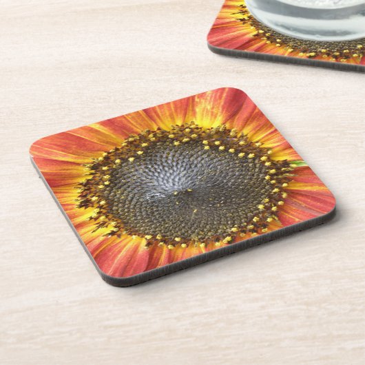 Rode en gele zonnebloempitten Onderzetter (Linkerzijde)