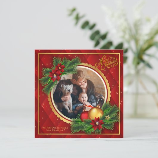 Rode en Gold Argyle-fotokaart (Staand voorkant)