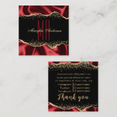 RODE EN GOUD SHIMMER SATIN GRENZEN AANGEPASTE MONO VIERKANTE VISITEKAARTJE (Voorkant / Achterkant)
