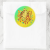 Rode en goudbloemen en Antiek klok Ronde Sticker (Tas)