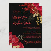 RODE EN GOUDE ELEGANT ROOS WEDDING INVITATIONS KAART (Voorkant / Achterkant)