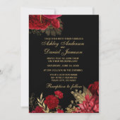 RODE EN GOUDE ELEGANT ROOS WEDDING INVITATIONS KAART (Voorkant)