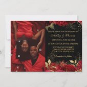 RODE EN GOUDE ELEGANT ROOS WEDDING INVITATIONS KAART (Voorkant)