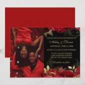 RODE EN GOUDE ELEGANT ROOS WEDDING INVITATIONS KAART (Voorkant / Achterkant)