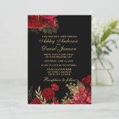 RODE EN GOUDE ELEGANT ROOS WEDDING INVITATIONS KAART (Staand voorkant)