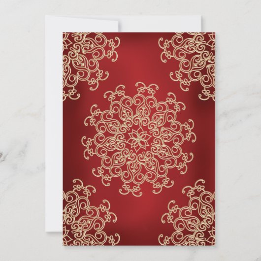 RODE EN GOUDE INDIAANSE STYLWEDINGINVITATIE KAART (Achterkant)