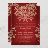 RODE EN GOUDE INDIAANSE STYLWEDINGINVITATIE KAART (Voorkant / Achterkant)