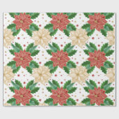 RODE EN GOUDE POINTSETTIA CHRISTMAS BLOOTSEN CADEAUPAPIER (Vlak)