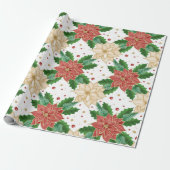 RODE EN GOUDE POINTSETTIA CHRISTMAS BLOOTSEN CADEAUPAPIER (Uitgerold)