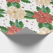 RODE EN GOUDE POINTSETTIA CHRISTMAS BLOOTSEN CADEAUPAPIER (Hoek)