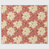 RODE EN GOUDE POINTSETTIA CHRISTMAS BLOOTSEN CADEAUPAPIER (Vlak)