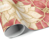 RODE EN GOUDE POINTSETTIA CHRISTMAS BLOOTSEN CADEAUPAPIER (Rol Hoek)