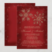 RODE EN GOUDE SNOWFLAKKOPPELS VAN WEDDING SHOWER KAART (Voorkant / Achterkant)