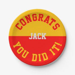 Rode en gouden Afstuderen — dat deed je Papieren Bordje