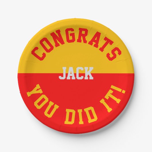 Rode en gouden Afstuderen — dat deed je Papieren Bordje (Voorkant)