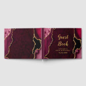 Rode en gouden Agaat Marmer Verjaardag Gastenboek (Volledig)
