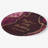 Rode en gouden Agaat Marmer Verjaardag Papieren Bordje (Gekanteld)