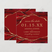 Rode en Gouden Agate Save The Date Kaart (Voorkant / Achterkant)