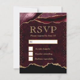 Rode en Gouden Agaten Bruiloft RSVP Kaartje