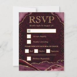 Rode en Gouden Agaten Bruiloft RSVP Kaartje