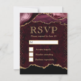 Rode en Gouden Agaten Bruiloft RSVP Kaartje