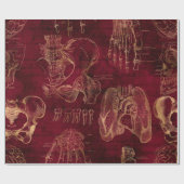 Rode en gouden anatomie Tekening op rood Cadeaupapier (Vlak)