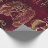 Rode en gouden anatomie Tekening op rood Cadeaupapier (Hoek)