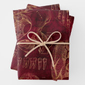 Rode en gouden anatomie Tekening op rood Inpakpapier Vel (In situ)