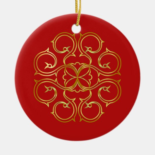 Rode en gouden Arabesque boom decoratie (Voorkant)