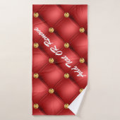 Rode en gouden badhanddoek met aangepaste tekst (Badhanddoek)
