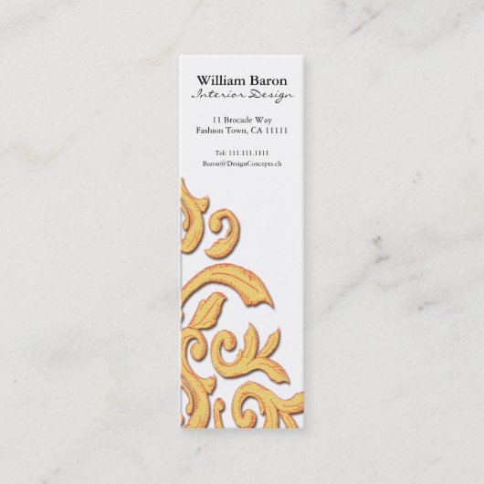 Rode en gouden Baronque Damask Elegant-profielkaar Mini Visitekaartje (Voorkant)