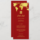 Rode en gouden bestemmingshuwelijk menu (Voorkant / Achterkant)