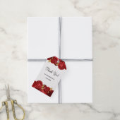Rode En Gouden Bloem Bruiloft Cadeaulabel (Met Touw)