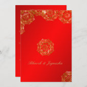 Rode en gouden bloem Indiase bruiloft uitnodiging (Voorkant / Achterkant)