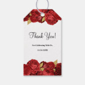 Rode En Gouden Bloemen Bruiloft Cadeaulabel (Voorkant)