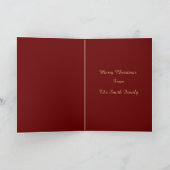 Rode en gouden bloemige kerst Kaart (Binnen)