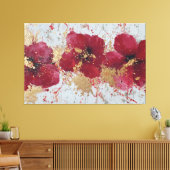 Rode en Gouden Bloesem Abstracte Wandkunst Canvas Afdruk (Insitu (Woonkamer))
