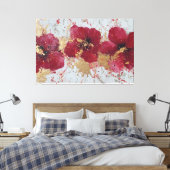 Rode en Gouden Bloesem Abstracte Wandkunst Canvas Afdruk (Insitu (Slaapkamer))