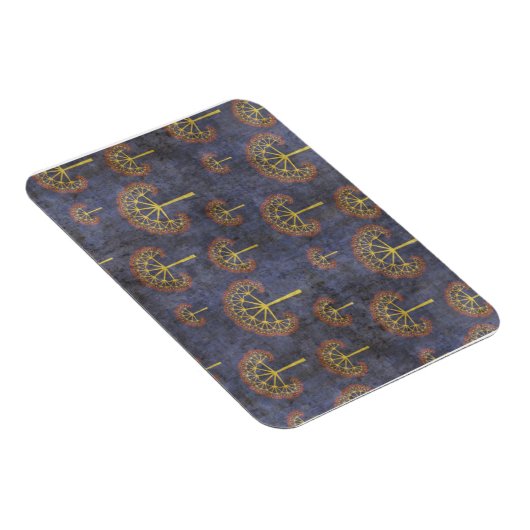 Rode en gouden bomen op Grunge Blue Magneet (Rechterzijde)