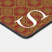 Rode en gouden Brocade Monogrammed Bureaumat (Hoek)