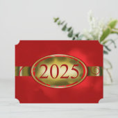 Rode en gouden Button 2025 Kaart (Staand voorkant)