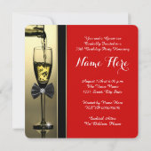 Rode en gouden champagne rode 50ste verjaardag kaart (Achterkant)