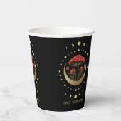Rode en gouden champignons Gold Crescent Moon Papieren Bekers (Achterkant)