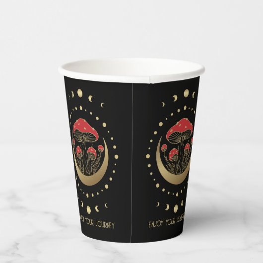 Rode en gouden champignons Gold Crescent Moon Papieren Bekers (Rechts)